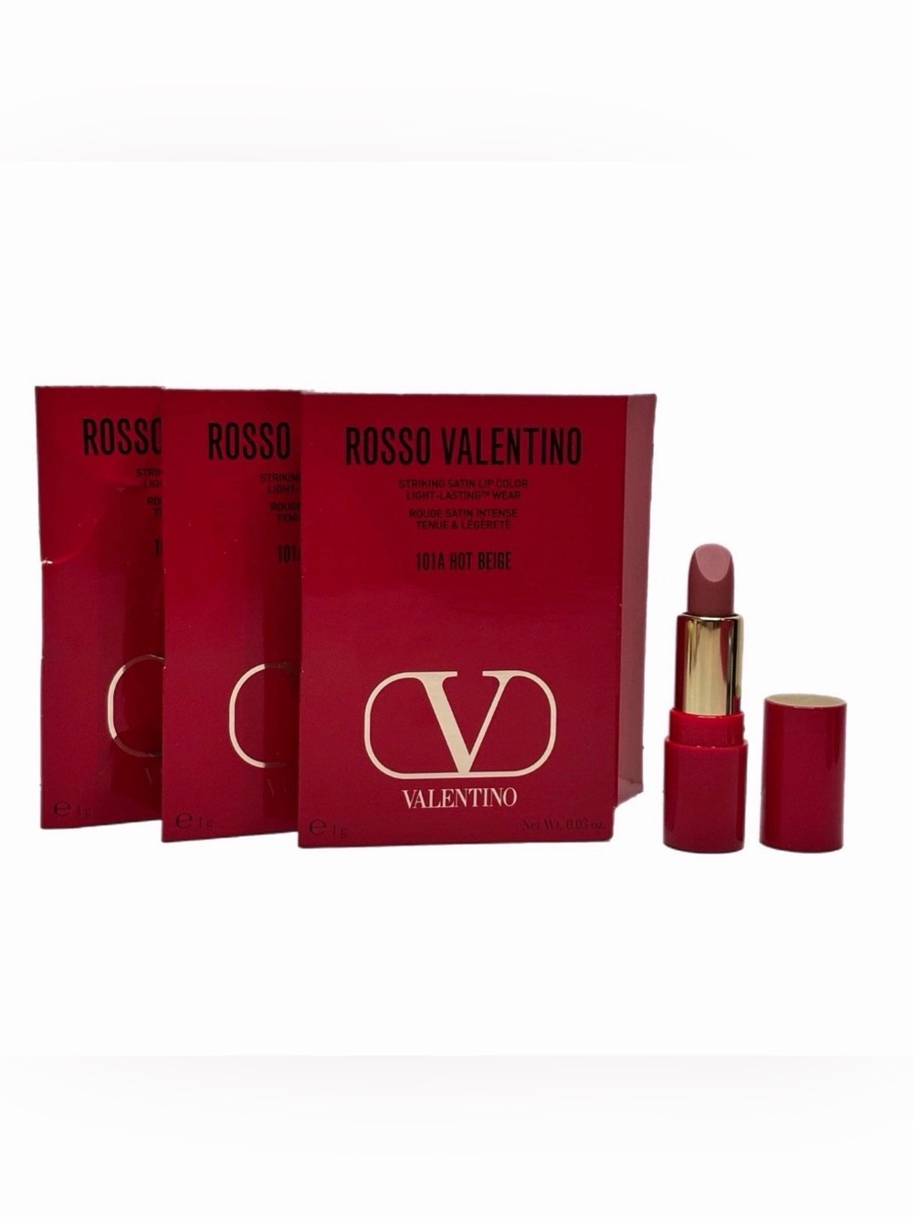 Lot of 3x Mini Valentino Rosso Valentino Lipstick - Hot Beige